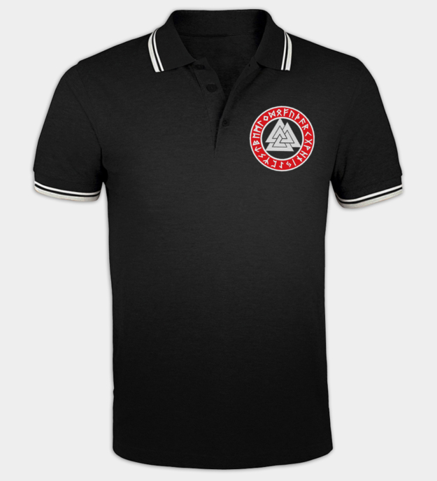 Valknut brodeerattu pikeepaita
