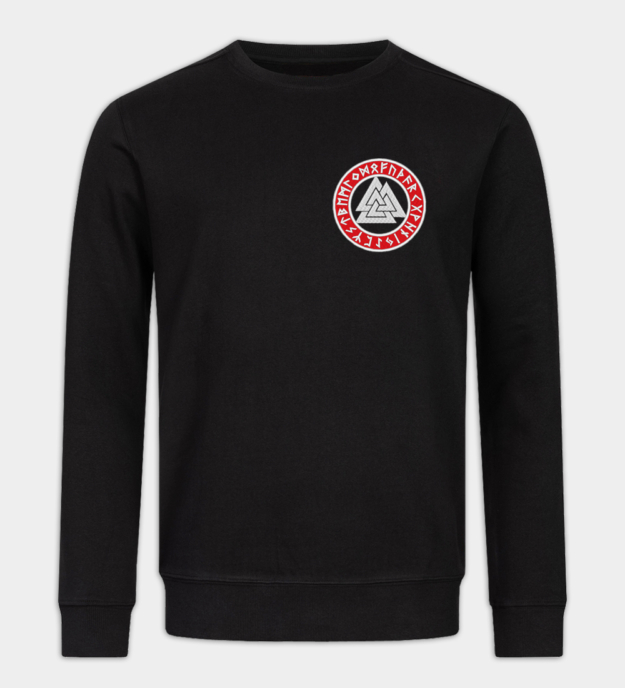 Valknut brodeerattu collegepaita