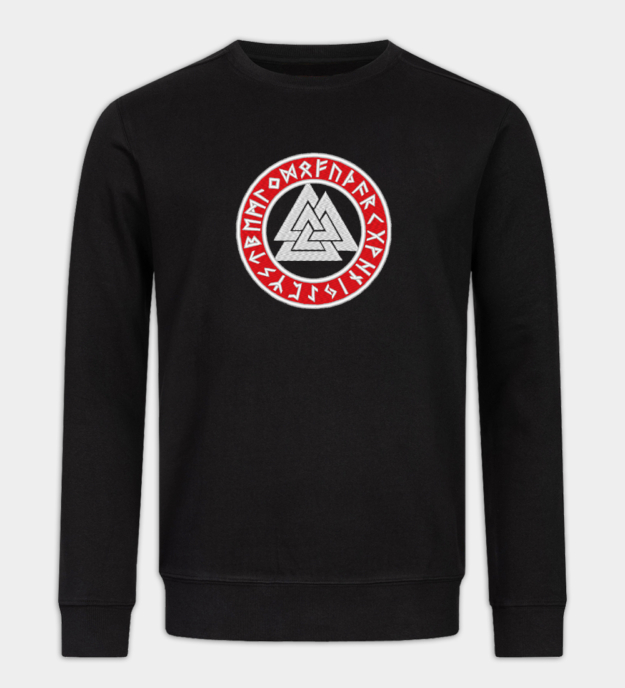 Valknut brodeerattu collegepaita