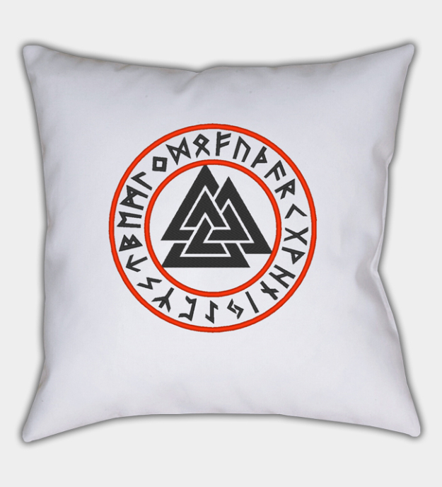 Valknut-riimu brodeerattu tyynynpäällinen