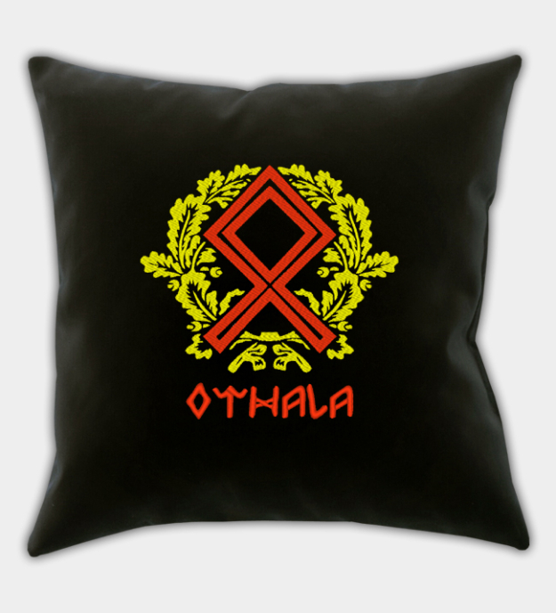 Othala-riimu brodeerattu tyynynpäällinen