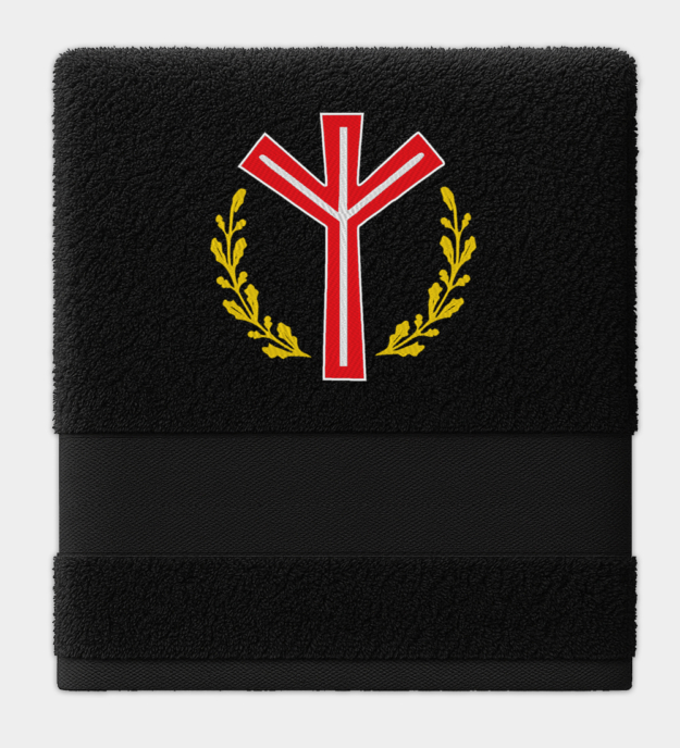 Algiz-riimu kirjailtu pyyhe