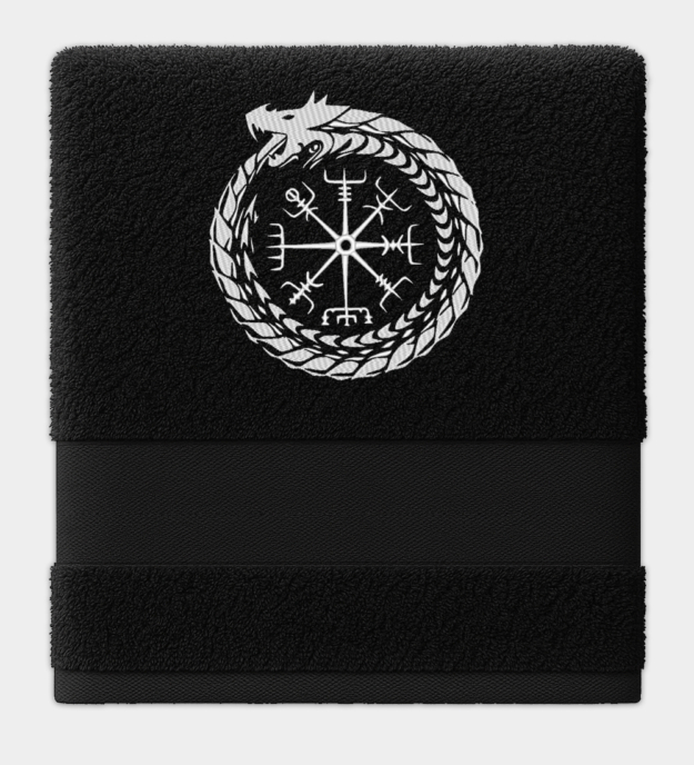 Midgårdin käärme kirjailtu pyyhe