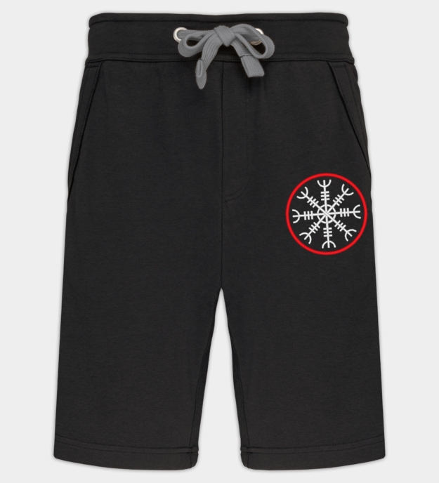 Ægishjálmur kirjailtu bermudashorts
