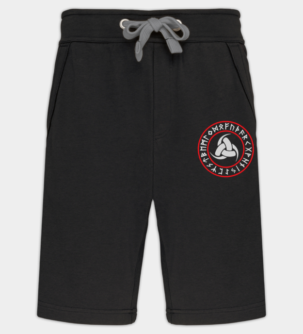 Odinin kolmisarvi kirjailtu bermudashorts
