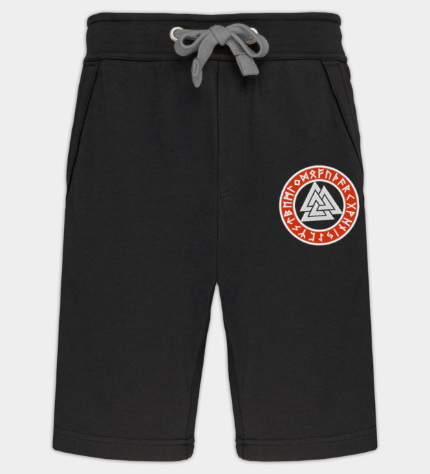 Valknut kirjaillut bermudashortsit